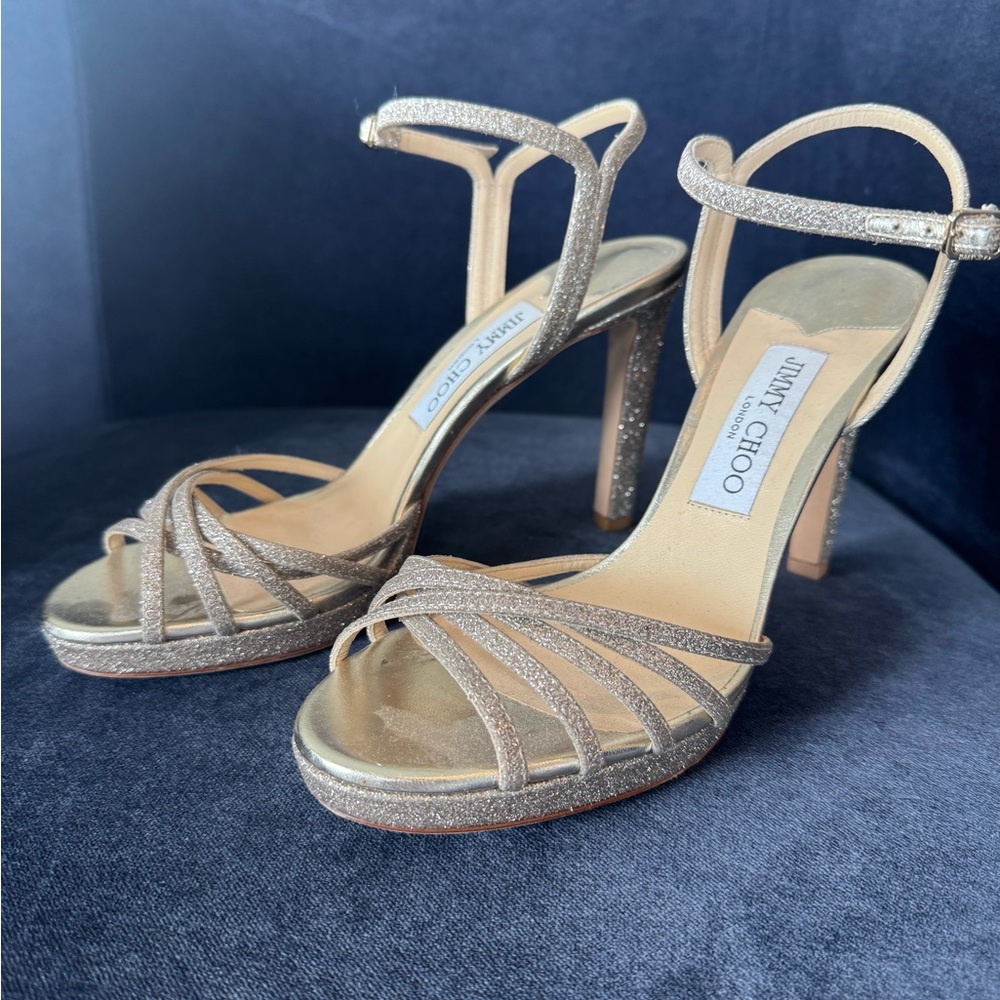 Jimmy Choo Glittering Gold Sandal Heels